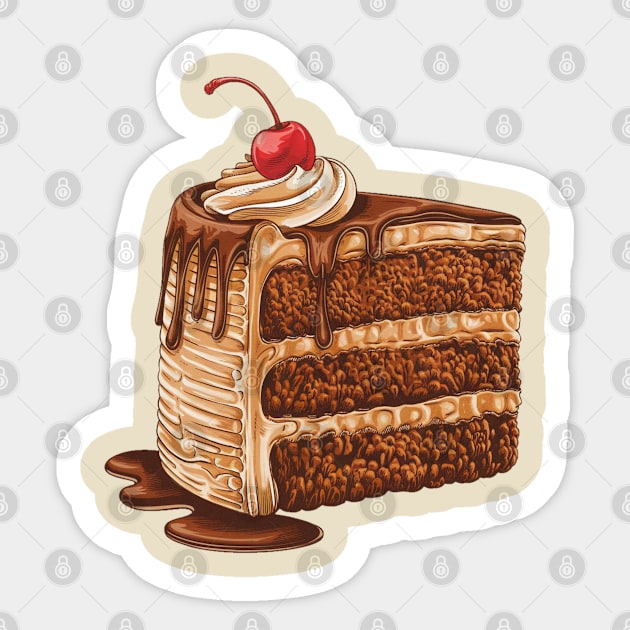 Chocolate Cake, Delicious Chocolate Cake Design, Perfect for Dessert Lovers and Baking Enthusiasts Sticker by Pixel Threads 